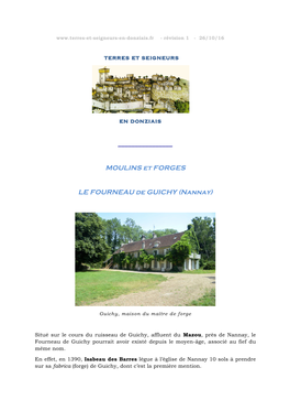 LE FOURNEAU De GUICHY (Nannay)