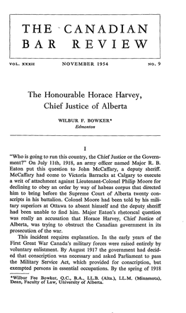 The Honourable Horace Harvey, Chief Justice of Alberta