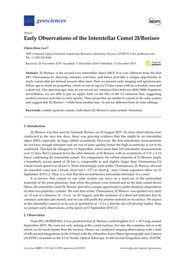 Early Observations of the Interstellar Comet 2I/Borisov