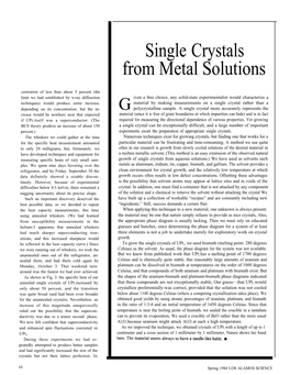 Single Crystals from Metal Solutions