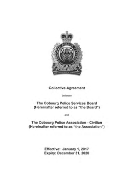 Collective Agreement the Cobourg Police Services Board