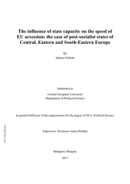 The Influence of State Capacity on the Speed of EU Accession: the Case of Post-Socialist States of Central, Eastern and South-Eastern Europe