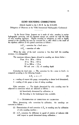 ECHO SOUNDING CORRECTIONS (Article Handed to the I