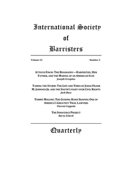 International Society of Barristers Quarterly