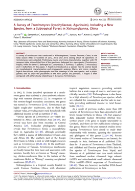 A Survey of Termitomyces (Lyophyllaceae, Agaricales), Including a New Species, from a Subtropical Forest in Xishuangbanna, China