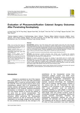 Evaluation of Phacoemulsification Cataract Surgery Outcomes After Penetrating Keratoplasty