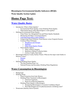 2011 Update of the BEQI Report Water Section