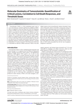 Quantification of Critical Lesions, Correlation to Cell Death Responses, and Threshold Doses