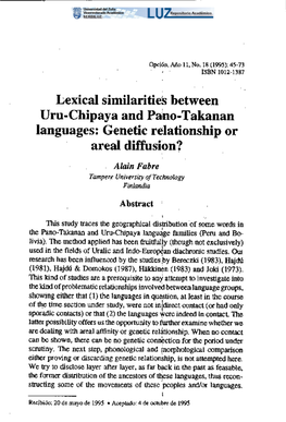 Languages: Genetic Relatiónship Or Areal Diffusion?