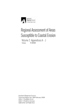 Regional Assessment of Areas Susceptible to Coastal Erosion Volume 2: Appendices a - J February TR 2009/009