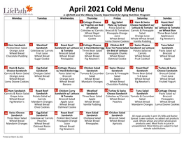 April 2021 Cold Menu