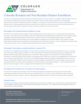 Colorado Resident and Non-Resident Student Enrollment