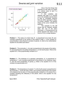 Inverse and Joint Variation 9.1.1