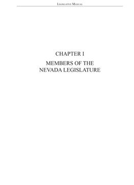 2019 Nevada Legislative Manual: Chapter I—Members of the Nevada Legislature