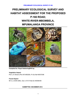 Preliminary Ecological Survey and Habitat Assessment for the Proposed New Link Road from the N2 Connecting to the Mvezho Village
