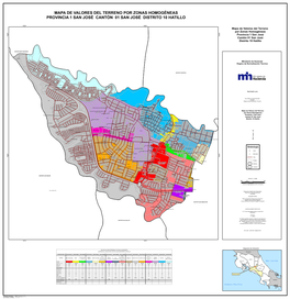 Mapa De Valores Del Terreno Por Zonas Homogéneas Provincia 1 San José Cantón 01 San José Distrito 10 Hatillo