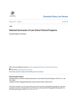 Selected Summaries of Law School Clinical Programs