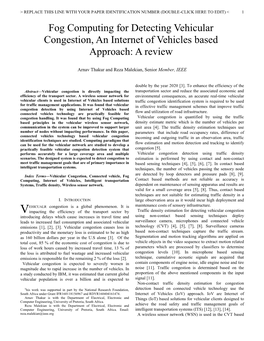 Fog Computing for Detecting Vehicular Congestion, an Internet of Vehicles Based Approach: a Review