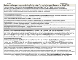 Cultivar and Ecotype Recommendations for Partridge Pea