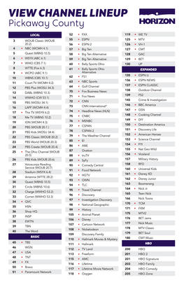 VIEW CHANNEL LINEUP Pickaway County