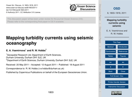 Mapping Turbidity Currents Using Seismic Oceanography Title Page Abstract Introduction 1 2 E