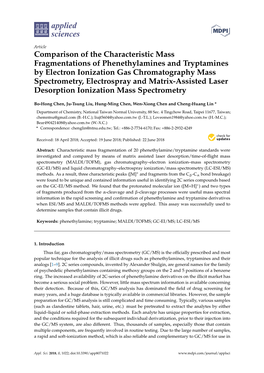 Comparison of the Characteristic Mass Fragmentations of Phenethylamines and Tryptamines by Electron Ionization Gas Chromatograph