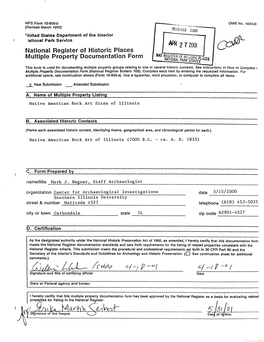 APR 2 7 200I National Register of Historic Places Multiple Property Documentation Form