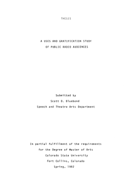 Thesis a Uses and Gratification Study of Public Radio Audiences