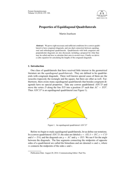 Properties of Equidiagonal Quadrilaterals (2014)