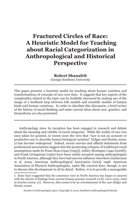 Fractured Circles of Race: a Heuristic Model for Teaching About Racial Categorization in Anthropological and Historical Perspective