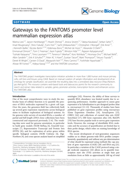 Gateways to the FANTOM5 Promoter Level Mammalian Expression Atlas