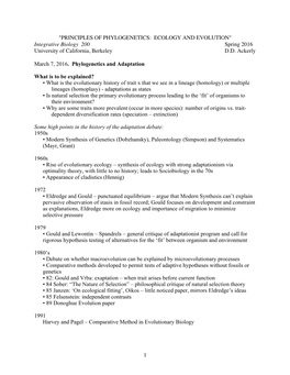 1 "Principles of Phylogenetics: Ecology