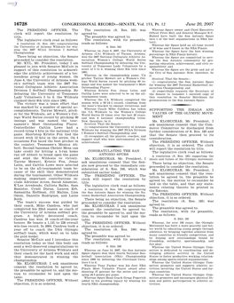 CONGRESSIONAL RECORD—SENATE, Vol. 153, Pt. 12 June 20, 2007 the PRESIDING OFFICER