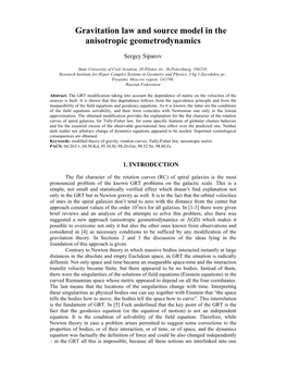 Gravitation Law and Source Model in the Anisotropic Geometrodynamics