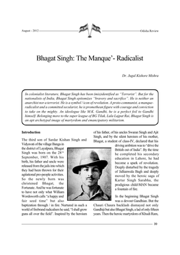 Bhagat Singh: the Manque’- Radicalist