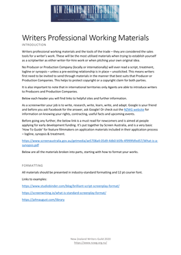 Writers Professional Materials