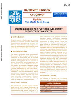 Hashemite Kingdom of Jordan Update the General Objectives for Education in the Being Broadly Vocationally Or Iented
