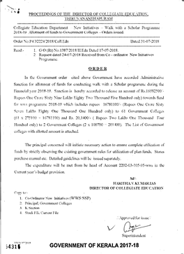 Allotment of Funds to Government Colleges 31-07-2018
