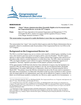 Background on the Congressional Review