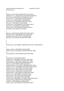 Pohjois-Pohjanmaan Kennelpiiri Ry.:N Päivitetty 15.12.2017 Palkintotuomarit