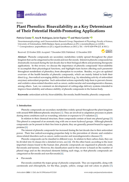 Plant Phenolics: Bioavailability As a Key Determinant of Their Potential Health-Promoting Applications