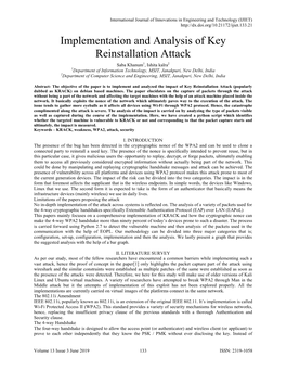 Implementation and Analysis of Key Reinstallation Attack