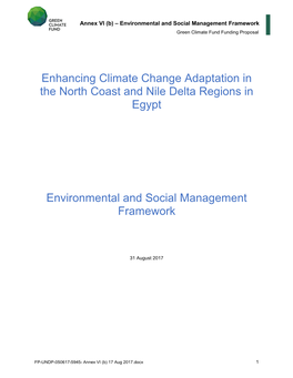 Enhancing Climate Change Adaptation in the North Coast and Nile Delta Regions in Egypt Environmental and Social Management Frame
