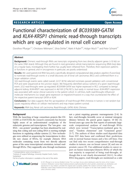 Functional Characterization of BC039389-GATM and KLK4