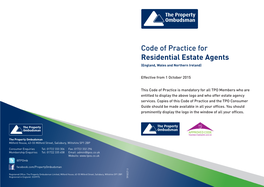 Code of Practice for Residential Estate Agents (England, Wales and Northern Ireland)