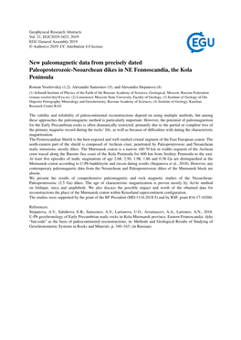 New Paleomagnetic Data from Precisely Dated Paleoproterozoic-Neoarchean Dikes in NE Fennoscandia, the Kola Peninsula