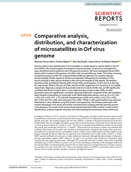 Comparative Analysis, Distribution, and Characterization of Microsatellites in Orf Virus Genome