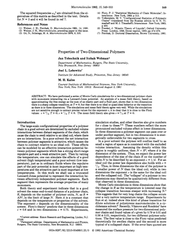 Properties of Two-Dimensional Polymers