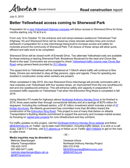 Better Yellowhead Access Coming to Sherwood Park