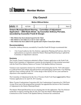 Member Motion City Council MM9.11